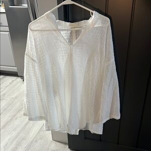 Eileen Fisher White Long Sleeve Boxy Blouse